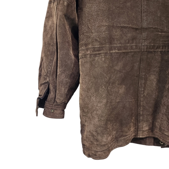 Santa Fe Outback Men's Leather Quilted Lining Full Zip Jacket Brown - Picture 7 of 7